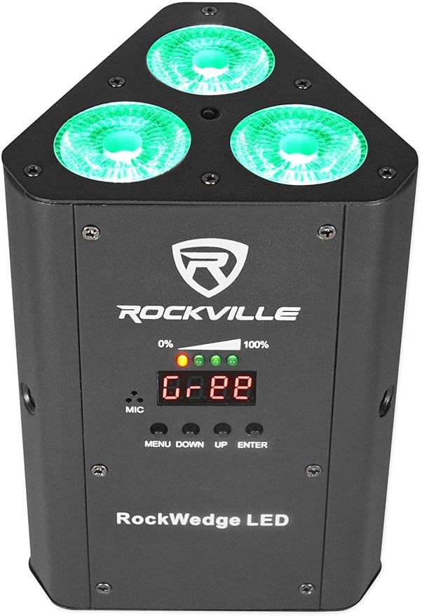 Rockville RockWedge LED 54W RGBWA+UV Battery Powered Par Light, Wireless DMX, Rechargeable, Compact Design, for DJs and Events