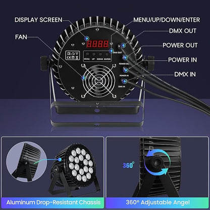 Big Dipper LED Stage Lights Par Lights 18×18W RGB+Amber+Lime+UV 6in1 Bright Lighting with Strobe/Wash Effect DMX512 Sound-Activated for Event Concert Club Church 1 Pack