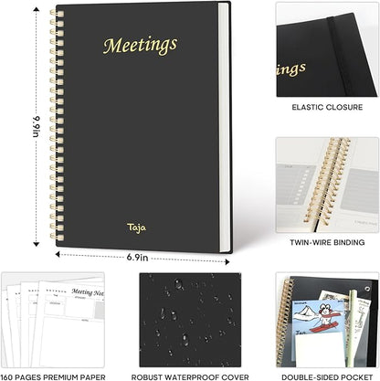 6 Pack of Meeting Notebook for Work Organization - Work Planner Notebook with Action Items, Agenda Planner for Note Taking, 160 Pages (6.9" X 9.9") Project Organizer for Men & Women - Multi