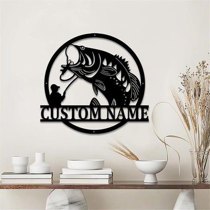 Custom Name LED Bass Fishing Sign - Personalized Wall Art, Anniversary & Valentine's Day Gift