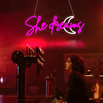 She Dreams Neon Sign, Neon Signs for Wall Decor Neon LED Signs Room Neon Light Up Signs Home Decor