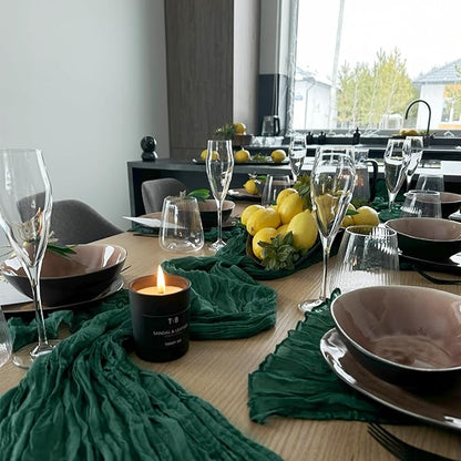 10 Pack Emerald Green Cheesecloth Christmas Table Runner 35 x 120 inch Long Boho Cheese Cloth Gauze Table Runners for Wedding Bridal Shower Birthday Party Christmas Decorations