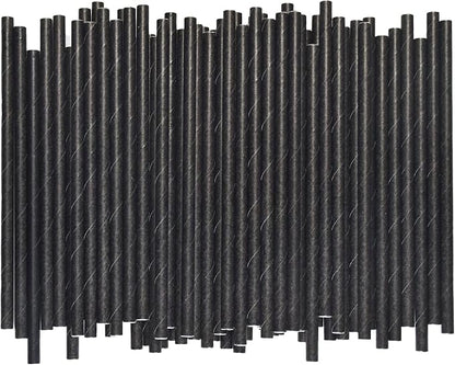 Black Paper Straws 5.75 inch - 500 Bulk Biodegradable Paper Drinking Straws and Stir Sticks for Coffee and Cocktails