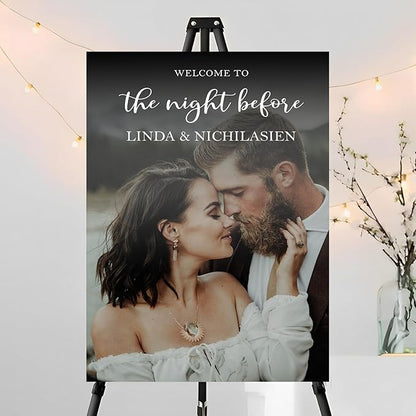 Personalized Rehearsal Dinner Welcome Sign, The Night Before Welcome Sign, Wedding Rehearsal Party Home Decor, Rehearsal Dinner Sign, Elegant Welcome Sign, Wedding Decorations Ceremony #8