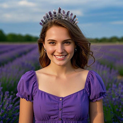 Amethyst Raw Quartz Headband, Crystal Tiara Hairband Goddess Photography Headwear for Women Girls