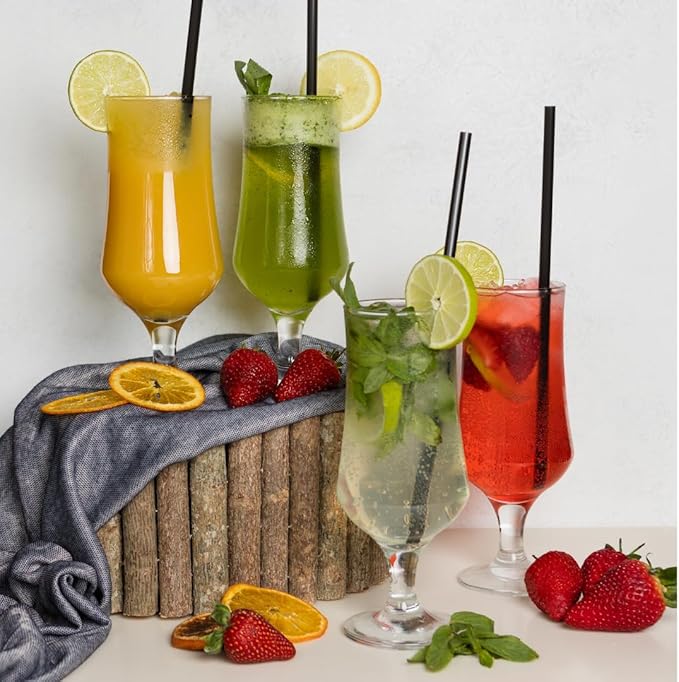 7.75" Jumbo Black Plastic Unwrapped Straw (500Pcs) | Disposable Drink Straws for Restaurants, Cafés, Bars, and Catering | Hygienic, Sturdy, and Convenient