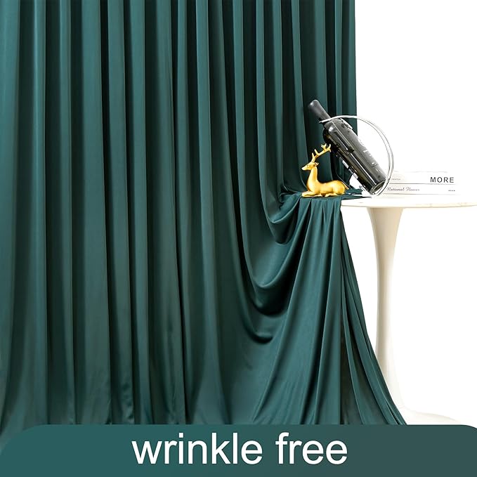 10x10 Hunter Green Backdrop Curtain for Parties Wrinkle Free Dark Green Photo Curtains Backdrop Drapes Fabric Decoration for Baby Shower Birthday Party Photography 5ft x 10ft,2 Panels