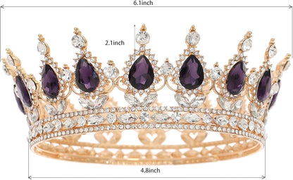 FORSEVEN Queen Crown Rhinestone Wedding Crowns and Tiaras for Women Costume Party Hair Accessories Princess Birthday Crown Crystal Bridal Crown Christmas Decorations Headband