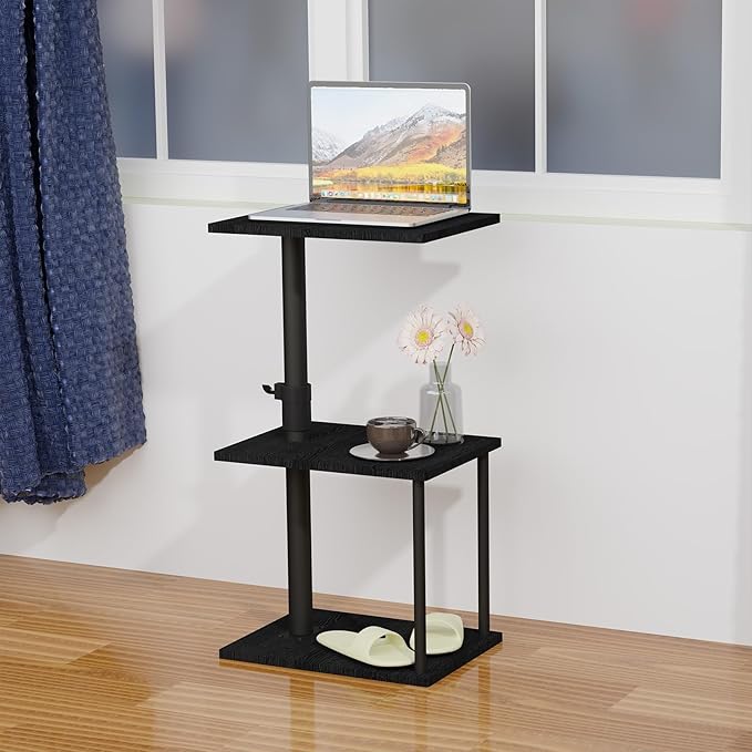 Swivel Side Table for Couch Arm, Adjustable C End Table for Recliner or Bed, Tv Trays with Storage Shelf for Small Spaces Small Nightstand Table for Living Room, Bedroom，2pc