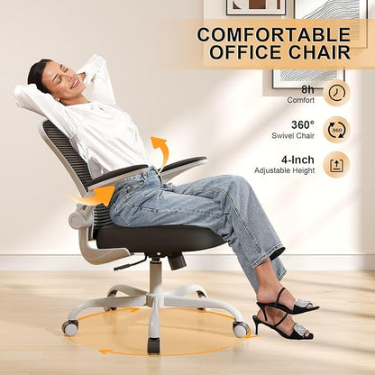 Synorla Office Chair, Ergonomic Desk Chairs 330LBS Capacity High Back Mesh Computer Chair with Flip-up Armrests, Comfy Work Chair with Adjustable Lumbar Support