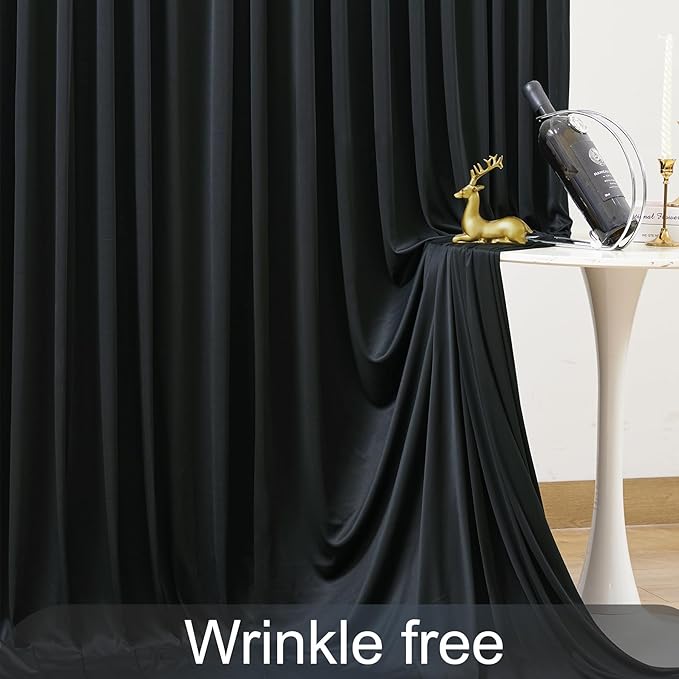 10x10 Black Backdrop Curtain for Parties Wrinkle Free Black Photo Curtains Backdrop Drapes Fabric Decoration for Birthday Party Wedding 5ft x 10ft,2 Panels