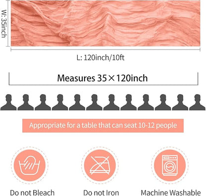 10 Pack Coral Peach Cheesecloth Table Runner 10FT Sheer Coral Cheese Cloth Table Runners Boho Gauze 120 Inches Table Decorations for Wedding Bridal Baby Shower Fall Thanksgiving Decor