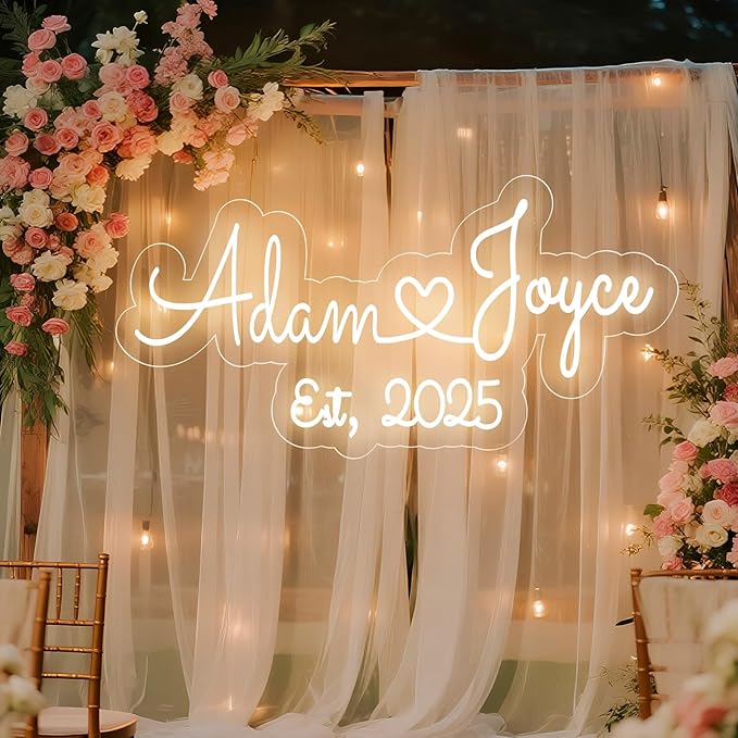 Custom Neon Signs, LED Neon Sign Customizable for Wedding Room Wall Decor, Personalized Neon Name Sign for Girl Boy, Personalized Birthday Party Wedding Christmas Decoration Bar Shop Name Gift