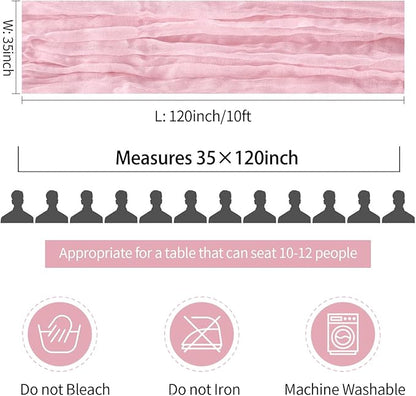12 Pack Light Pink Table Runner Cheesecloth Rustic Sheer Gauze Table Runner 35x120 Inch for Wedding Baby Shower Bridal Shower Party Fall Thanksgiving Home Decorations