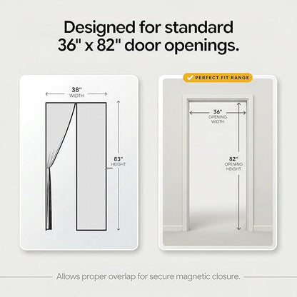 AUGO Heavy Duty Magnetic Screen Door Mesh– Premium Reinforced Fiberglass Mesh, Pet & Kid Friendly, Tear Resistant Hands-Free Self Sealing Closure, Keep Open Feature – 38" x 83"