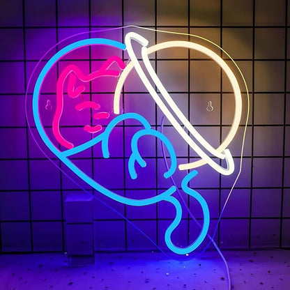 NOSUN Astronaut Cat Neon Sign Cat Neon Signs for Wall Decor Anime Neon Sign Funny Decor Room Blue Light Up Sign for Bedroom Bar Party Gifts for Kids Adul Women Light