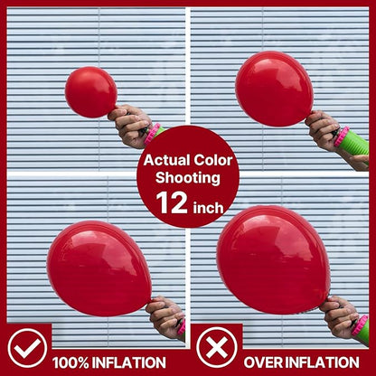 PartyWoo Burgundy Balloons 101pcs 12 Inch Dark Red Maroon Ruby Red Latex Helium Balloons for Graduation Valentine's Day Wedding Anniversary Casino Citizenship Christmas Party Decorations Red-Y75