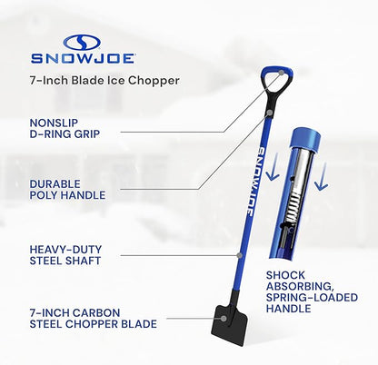 Snow Joe Ice Chopper with 7-Inch Carbon Steel Blade and Shock-Absorbing Handle, 3.2 Lbs - Portable and Lightweight Winter Scraper and Ice Remover for Driveway, Sidewalk, Garage, & Patio, SJEG700