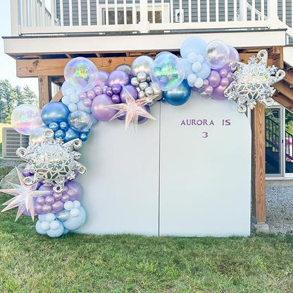 Frozen Balloons Arch Kit, 162pcs Blue and Purple Balloon Arch with Pearlescent Metallic Confetti Balloons for Princess Birthday Winter Wonderland Baby Shower Frozen Theme Party Decorations