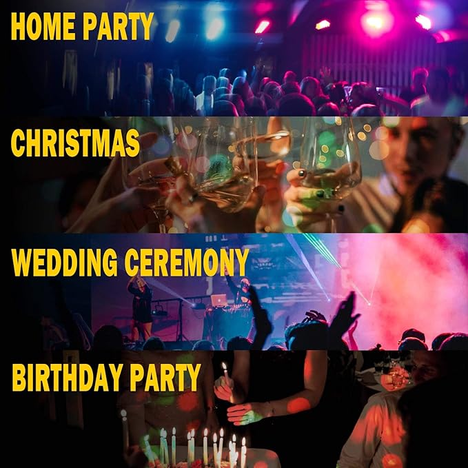 [2-Pack] Disco Ball Party Light Sound Activated with Remote, 12 Modes Stage Strobe DJ Light for Christmas Party Decorations Stocking Stuffers White Elephant Gifts White Birthday New Years Eve