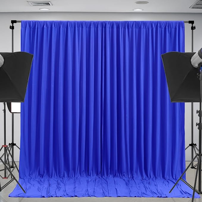 10 x 10ft Royal Blue Backdrop Curtains No-Wrinkle Party Curtains for Photo Backdrop Polyester Curtain Backdrop Soft Fabric for Retirement Birthday Wedding Baby Shower Events, 2 Panels 5 x 10ft