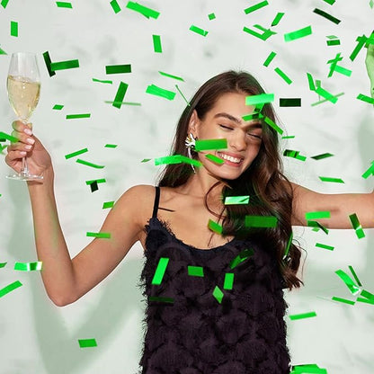 Green Confetti Poppers, 15 Inch Biodegradable Party Poppers, Air Powered Confetti Shooters for Birthday, Wedding, New Year Celebrations