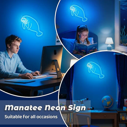 Manatee Neon Sign, Dimmable Wall Decor Light. Birthday Party Decorations for Home, Patio, Garden, Bars, Restaurants, Hotels, Stores, Clubs, Gift for Friends Family and Kids