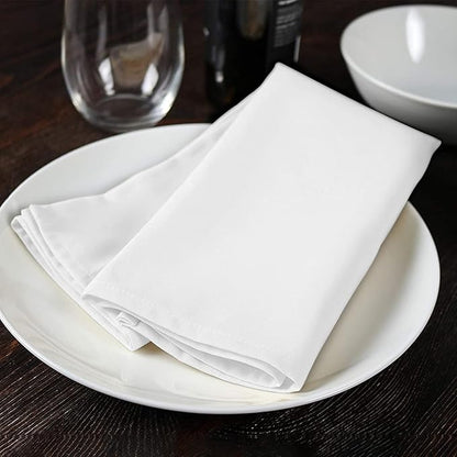 White Cloth Napkins Bulk (Pack of 24) - 100% Polyester Dinner Linen Napkins Cloth Washable & Reusable - Durable with Hemmed Edges - Ideal for Parties and Weddings (17x17 Inches)