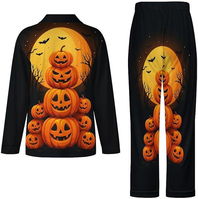 Lemons Leaves Ceramic Style Womens Pajama Set Long Sleeve Pajamas Top And Pants Soft Loungewear Pjs Sets