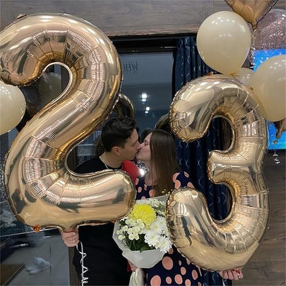40 Inch Balloon Number 2 Champagne Gold, Large Foil Light Gold Number Balloons Set 0-9 for Women Men, Digital 2 Helium Balloons for Boys Girls 2nd Birthday Anniversary Graduation Party Decorations