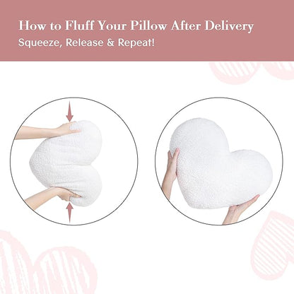 AELS Heart Shaped Pillow, 20 Inches Heart Decorative Throw Pillows, Boucle Love Cute Pillow, Valentines Day Decorations, Wedding Decor, Living Room Bedroom Nursery Decor, White