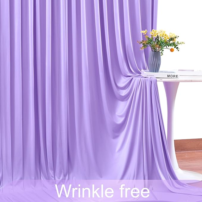 10x10 Lavender Backdrop Curtain for Parties Wedding Wrinkle Free Light Purple Photo Curtains Backdrop Drapes Fabric Decoration for Baby Shower Photoshoot 5ft x 10ft,2 Panels