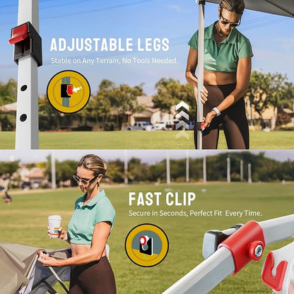 CROWN SHADES 12x12 Pop Up Canopy Outside Canopy, Patented One Push Tent Canopy with Wheeled Carry Bag, Bonus 8 Stakes and 4 Ropes, Beige
