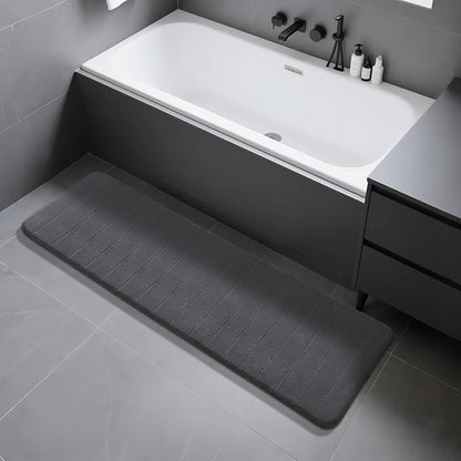 Yimobra Bathroom Runner Rugs 72"x24" Non Slip Washable Memory Foam Bath Mat, Super Soft Water Absorbent Hallway Carpet for Vanity Tub Shower, Dark Gray
