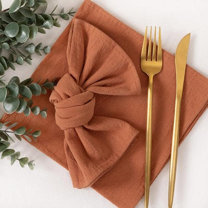 Socomi Cloth Napkins Terracotta Fall Burnt Orange Thanksgiving Washable Reusable Bulk Linen Cotton Napkins Set of 20 17"x17" for Wedding Party Bridal Baby Shower Birthday Dining Table Decorations