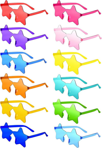 PLULON Star Sunglasses for Women Girls, Color Rimless Star Shaped Sunglasses Bulk for Adults Beach Birthday Swim Pool