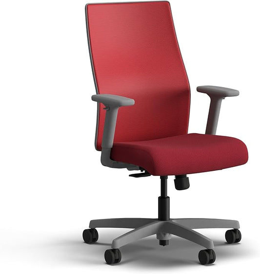 HON Ignition 2.0 Mid Back Task Chair, Spectrum Mesh, Standard Synchro-Tilt Control, Office Chair with Lumbar Support, Height and Width Adjustable Arms, Titanium Frame, Bullseye