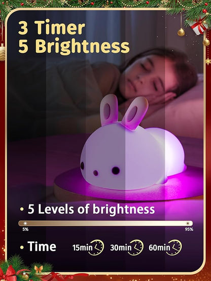 One Fire 【Gifts Package】 Bunny Night Light for Kids Lamp, 16 Colors & Remote Rechargeable Kids Night Lights for Bedroom, Cute Gifts for Girls Gifts for Women