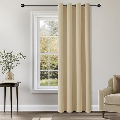 ChrisDowa Blackout Curtains 108 Inches Long for Living Room, Grommet Thermal Insulated Room Darkening Curtains for Bedroom (1 Panel Set, Biscotti Beige, 52 x 108 Inch)