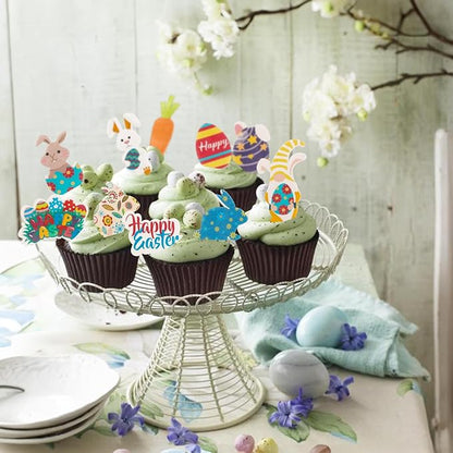 Ephlyn 72Pcs Edible Toppers - Easter & Birthday Cupcake Toppers for Kids & Parties