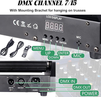 Mini Spider Moving Head Light 8x5W Beam LED Stage Lights RGBW Sound Activated DMX-512 Control for DJ Party Bar Disco Show Wedding Event Stage Lighting