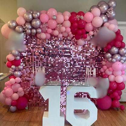 Pink Balloons Set 12 Inch Hot Pink and White Balloons 35 Pcs Rose Red Light Metallic Pink Confetti Balloon for Girls Women Princess Valentines Engagement Wedding Baby Shower Birthday Party Decorations