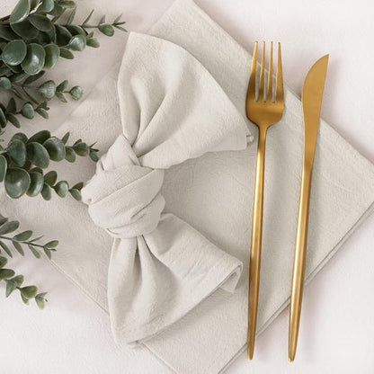 Socomi Cloth Napkins Beige Fall Thanksgiving Washable Reusable Bulk Linen Cotton Napkins Set of 4 17"x17" for Wedding Party Bridal Baby Shower Birthday Dining Table Decorations