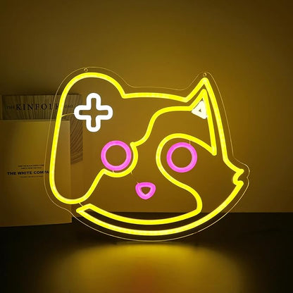 Game Cat Neon Sign, Neon Signs for Wall Decor Neon Lemon Yellow LED Signs Gaming Room Neon Light Up Signs Home Decor for Bedroom Club Party Bar Shop USB Operated