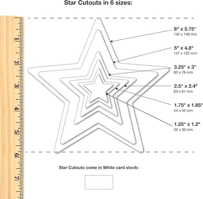 240 Pieces Star Cutouts, 2-Sided US Made Card Stock Punch Out White Stars for Bulletin Boards, Classroom Decor, Back to School DIY Craft Projects, Party Decoration, Hollywood Themed Events