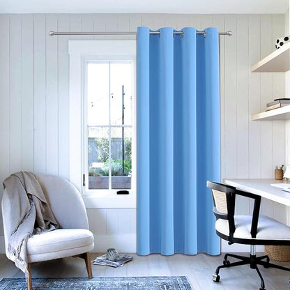 ChrisDowa Blackout Curtains 90 Inches Long for Living Room, Grommet Thermal Insulated Room Darkening Curtains for Bedroom (1 Panel Set, Sky Blue, 52W x 90L)