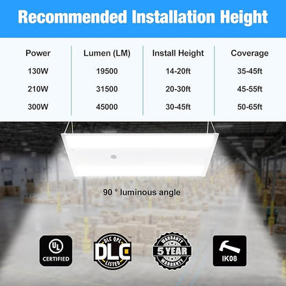 LED Linear High Bay Light, 210W 31500LM 0-10V Dimmable 5000K Daylight, Adjustable High Bay LED Shop Lights Lighting Fixtures for Garage Warehouse Workshop, UL