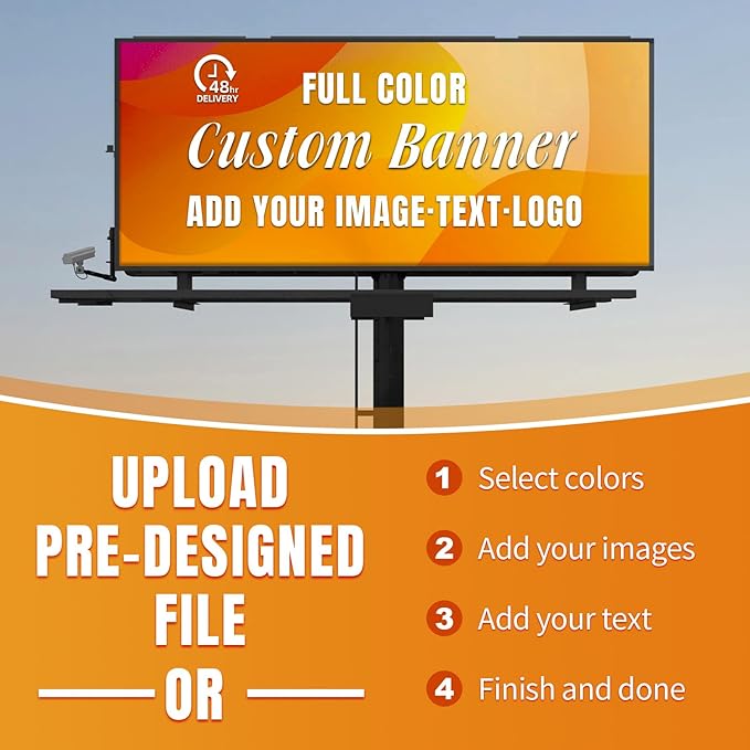 Custom Banners and Signs Personalized with Photo or Logo Text, Full Color 13oz Vinyl Banner Customized for Business Advertising Birthday Party Graduation Wedding Indoor Outdoor Display
