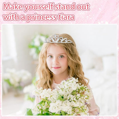 Tondiamo 30 Pcs Tiaras Bulk for Girls Princess Crown Rhinestone Tiaras Bendable Adjustable Headband for Kid Hair Accessory