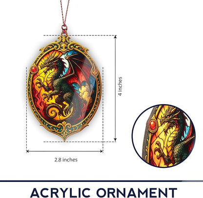 Dragon Ornaments. Dragon Ornaments for Christmas Tree - Book Lover - Christmas Ornament 2025 - Suncatcher Effect Window Hanging.car Hanging Accessories